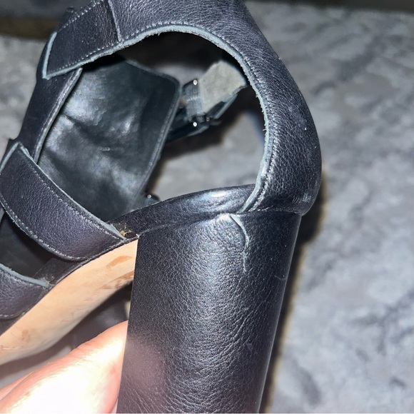 Via Spiga Black Leather Gladiator Open Toe Block Heels - Picture 9 of 11